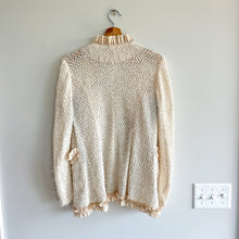 Load image into Gallery viewer, Vintage Ryu Ruffle Lace Bead Hook Closure Jacket Cream L
