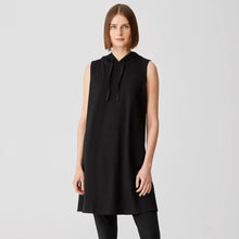 Load image into Gallery viewer, Eileen Fisher Traceable Organic Cotton Jersey Hooded Dress Black M
