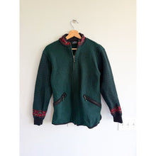 Load image into Gallery viewer, Icelandic Design Nordic Zip Up Wool Mock Neck Cardigan Green S

