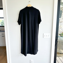 Load image into Gallery viewer, Eileen Fisher Silk Georgette Button Up Shirt Midi Dress Black M
