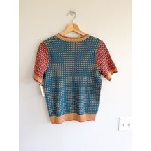 Load image into Gallery viewer, Anthropologie Keaton Geometric Short Sleeve Pullover Sweater Brown Green M NWT

