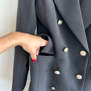 Lulus Captain's Blog Double-Breasted Notch Lapel Outdoor Pea Coat Black S