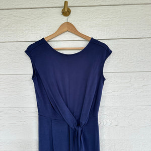 Prologue Sleeveless Cropped Leg Tie Front Round Neck Jumpsuit Navy Blue XS