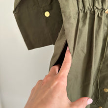Load image into Gallery viewer, Gretchen Scott Snappy 3/4 Sleeve Collared Shirt Dress Olive Green L

