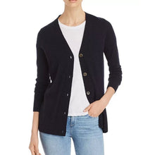 Load image into Gallery viewer, C by Bloomingdales 2-Ply Cashmere Button-Front V-Neck Cardigan Sweater Black L
