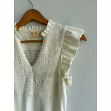 Load image into Gallery viewer, NATION LTD Habiba Fancy Smocked Flutter Sleeve Tank Top White XS
