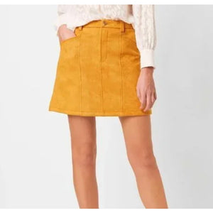 French Connection Faux Suede Lined Casual Mini Skirt Orange 2