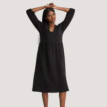 Load image into Gallery viewer, Madewell Lightspun V-Neck 3/4 Sleeve Midi Dress Black XS
