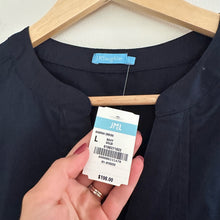 Load image into Gallery viewer, J. McLaughlin Sabina Knee Length 3/4 Sleeve Shirt Dress Blue L
