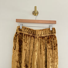 Load image into Gallery viewer, Anthropologie Maeve Anastacia Velvet Pull On High Rise Wide Leg Pants Gold XS
