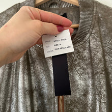 Load image into Gallery viewer, Dolce Cabo Soft Metallic Zip Up Bomber Army Jacket M
