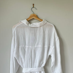 Abercrombie & Fitch Gauze Cotton Long Sleeve Swim Cover Up Shirt White M NWT