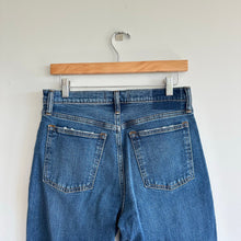 Load image into Gallery viewer, Abercrombie &amp; Fitch The Mom High Rise Distressed Straight Leg Jeans Blue 29
