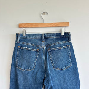 Abercrombie & Fitch The Mom High Rise Distressed Straight Leg Jeans Blue 29