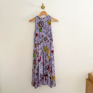 Anthropologie Hermia Floral Print Sleeveless Blouson Midi Dress Purple 6P
