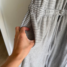 Load image into Gallery viewer, Anthropologie Cloth &amp; Stone Terry Cotton Striped Halter Neck Jumpsuit Grey L
