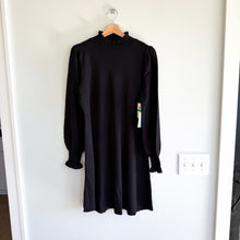 Load image into Gallery viewer, CeCe Ruffled Neck Ribbed Knit Long Sleeve Mini Sweater Dress Black L NWT
