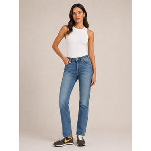 Denim Forum The Arlo High Rise Straight 28L Denim Jeans Blue 30