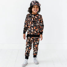 Load image into Gallery viewer, Bums &amp; Roses Caught In A Jam Jogger Set Black Orange 12-18 Mo. NWT
