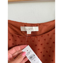 Load image into Gallery viewer, Loft Swiss Dot Cami Swing Scoop Neck Mini Dress Orange M NWT
