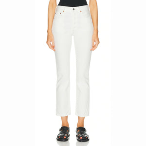 Citizens of Humanity Charlotte Crop High Rise Straight Jeans White 30