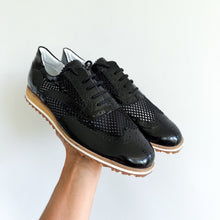 Load image into Gallery viewer, Walter Genuin Brogue Calf Leather Mesh Spikeless Golf Loafer Shoes Black 9

