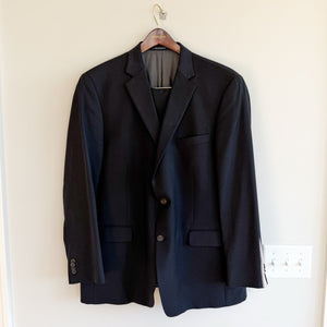 Hart Schaffner Marx Black Two Button Wool Suit Black 48