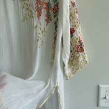 Load image into Gallery viewer, Johnny Was Floral Embroidered Eyelet Sheer Side Slits Tunic Top White M

