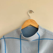 Load image into Gallery viewer, LOFT Windowpane Mockneck Pullover Sweater Blue S

