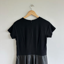 Load image into Gallery viewer, Lafayette 148 New York Faux Leather Short Sleeve A-Line Dress Black M NWT
