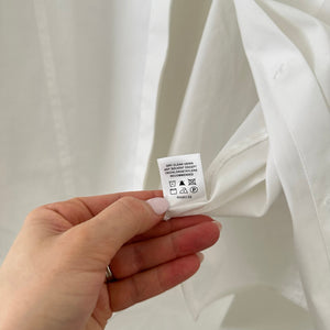 Lafayette 148 New York Long Sleeve High Low Hem Button Up Shirt White 10
