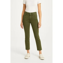 Load image into Gallery viewer, Mother Looker Ankle Fray High Waisted Jeans Military Green 25
