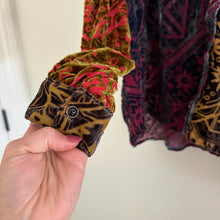 Load image into Gallery viewer, Johnny Was Frida Velvet Patterned Button Down Shirt Red/Yellow M
