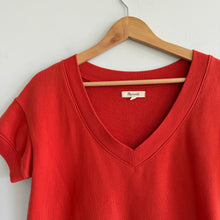Load image into Gallery viewer, Madewell (Re)sourced Terry Sweatshirt V-Neck Short Sleeve T-Shirt Red XS
