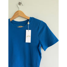Load image into Gallery viewer, Lilly Pulitzer Minnie Knit Short Sleeve Crew Neck Cropped Top Barton Blue S NWT
