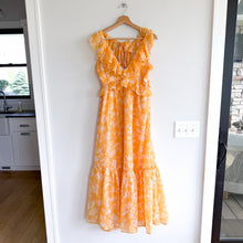 Load image into Gallery viewer, Abercrombie &amp; Fitch Floral Ruffles Sleeveless V-Neck Maxi Dress Yellow M NWT
