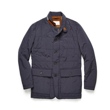Load image into Gallery viewer, J. Hilburn Highlander Light Puffer Leather Collar Jacket Navy 2XL
