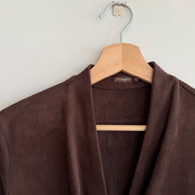 Load image into Gallery viewer, J. McLaughlin Lilian Faux Suede Twist Front 3/4 Sleeve Sheath Dress Brown XS
