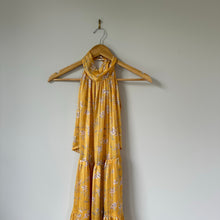 Load image into Gallery viewer, Sabina Musayev Donolita Sleeveless Floral Pleated Halter Maxi Dress Yellow M NWT
