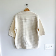 Load image into Gallery viewer, Anthropologie Bella Luxx Asymmetrical 3/4 Sleeve Quilted Jacket Cream XS NWT
