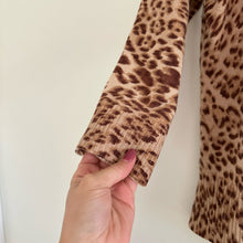 Load image into Gallery viewer, Aqua Cashmere Leopard Print Button Front Cardigan Sweater Brown M
