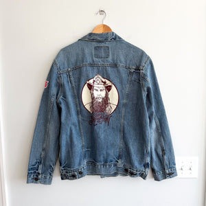 Levi's Chris Stapleton Custom Graphic Patch Cotton Denim Trucker Jacket Blue XL