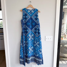 Load image into Gallery viewer, Johnny Was Drawstring Tank Linen Floral Patchwork Midi Tank Dress Blue M

