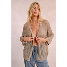 Load image into Gallery viewer, Molly Bracken Knitted Sheer Open-Front Long Sleeve Casual Cardigan Brown S NWT
