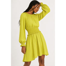 Load image into Gallery viewer, Kate Spade Smocked Silk Georgette Mini Dress Green/Yellow XL NWT
