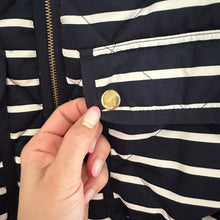Load image into Gallery viewer, J. Crew Striped Print Zip Up Puffer Vest Black White XS
