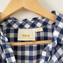 Load image into Gallery viewer, Anthropologie Maeve Gingham Print Ruffles Button Front Oversized Blouse
