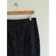 Load image into Gallery viewer, Express Floral Lace High Waist Peplum Scalloped Hem Mermaid Skirt Black 8 NWT
