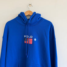 Load image into Gallery viewer, Polo Ralph Lauren Flag Fleece Embroidered Hoodie Sweatshirt Royal Blue XL NWT
