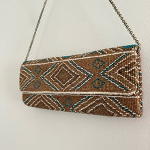 Load image into Gallery viewer, Santi Aztec Pattern Beaded Rectangle Shape Clutch Bag Brown
